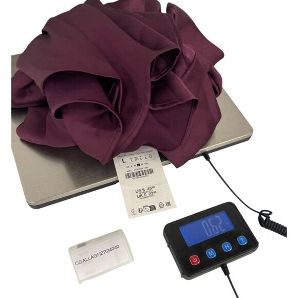 Zara Women Satin Blouse Shirt L Large Red Burgundy Gold button 2138/302 NWT - Picture 11 of 11